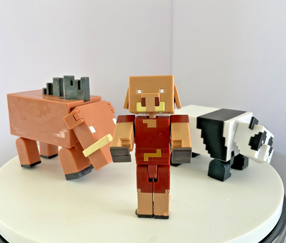 Minecraft Mattel Piglin Hoglin Panda Action Figure Lot of 3 Mojang Figures